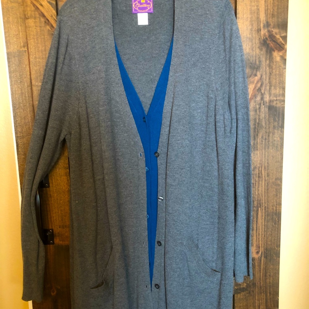Faux 2 layer duster cardigan by Curations
